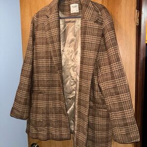 Brown plaid blazer